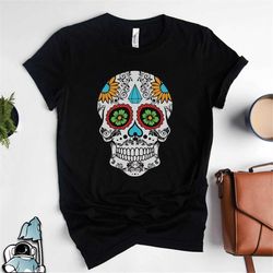 Sugar Skull Shirt, Skull Gift, Skull Art, Day of the Dead Shirt, Halloween Shirt, Da de los Muertos, Sugar Skull Print,