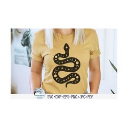 Snake with Moon Phases and Stars SVG, Celestial Snake T-shirt Design, Bohemian Mystical Decal, Snake Silhouette, Vinyl D