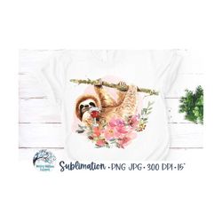Sloth with Wine PNG, Funny Sloth Drinking Shirt JPG, Sloth with Flowers Sublimation, Sloth Shirt for Women, Alcohol Drin