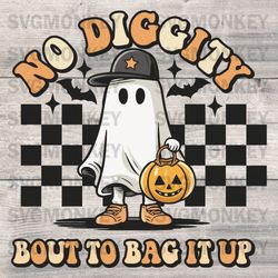 Ghost No Diggity Bout To Bag It Up SVG PNG, Retro Groovy Ghost SVG, Halloween Ghost DXF SVG PNG EPS
