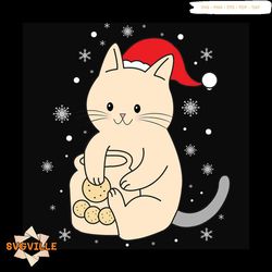 cute cat christmas design svg, christmas svg, cute cat svg, christmas hat svg