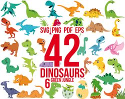 Baby Dinosaur SVG Bundle, T-rex, Brontosaurus, Stegosaurus, Triceratops SVG