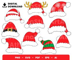 Bundle Layered Svg, Christmas Hat Svg, Christmas Svg, Digital Download, Clipart, PNG, SVG, Cricut, Cut File