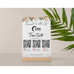 Personalized ZYIA Table Sign, QR Code Social Size ZYIA, Custom Qr Code Zyia Consultant, Zyia Cards, Social Sign Zyia Dig
