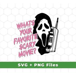 What's Your Favorite Scary Movie Svg, Horror Film Svg, Horror Ghost Svg, Ghost Shirt, Happy Halloween Svg, SVG For Shirt