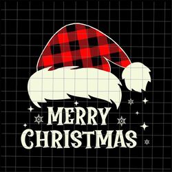 Merry Christmas Svg, Merry Christmas Santa Hat Buffalo Plaid Svg, Christmas Quote Svg, Santa Hat Buffalo Plaid Svg