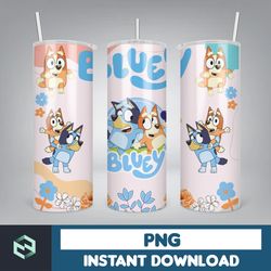 blue dog tumbler wrap, instant download 20oz tumbler png wraps design, digital cartoon 20 oz skinny tumblers (9)