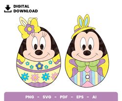 Bundle Layered Svg, Easter day Mickey Svg, Easter Eggs Mickey Svg, Digital Download, Clipart, PNG, SVG, Cricut, Cut File