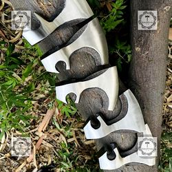 Set Of 5 Lot, Hand Forged Throwing Axe Head Viking Bearded Axe Hatchet Head Gift