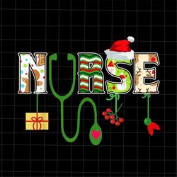 Nurse Stethoscope Christmas Png, Nurse Xmas Png, Nurse Christmas Png, Santa Nurse Png