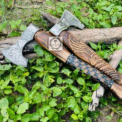 Set Of 2 NEW SURVIVAL CAMPING AXE TOMAHAWK THROWING AXE Hatchet VIKING AXE GIFT Last item available