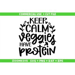 Keep calm veggies have protein SVG, Vegan SVG, Plant SVG, Houseplant Svg, Plant Lover Svg, Vegan Png, Vegan Mug Svg, Veg