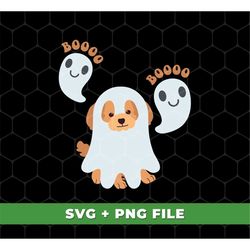 Dog And Boo Svg, Cute Dog Halloween Svg, Cute Costume Dog Svg, Dog Halloween Svg, Ghost Halloween Svg, SVG For Shirts, P