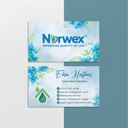 Personalized Norwex Business Card, Norwex Business Cards, Digital File, Norwex Watercolor Card, Printable Busines Card,