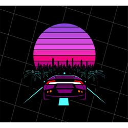 Auto 80s Gift Png, Design Titled Png, Retro Wave Sport Png, Disco Style Png, Car On Road Png, Car Vintage Png, Png Print