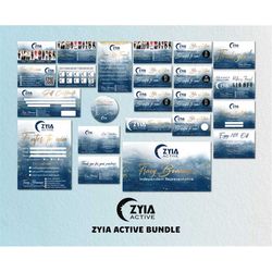 Glitter Zyia Marketing Set, Zyia Marketing Bundle, Personalized Zyia QR Code Package, Printable Zyia QR Code Custom Card