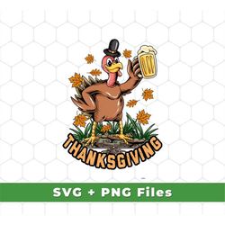 Turkey With Beer Svg, Thanksgiving's Day Gifts, Thankful With Beer Svg, Thankful Gift, Turkey's Day Svg, SVG For Shirts,