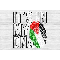 It's in my DNA Palestine Flag Fingerprint PNG Sublimation design download for shirts, Mugs, Print-on-demand PNG, Digital