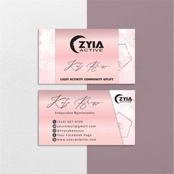 ZYIA Business Cards, Personalized Business Card, ZYIA Digital File, ZYIA Active Card, Printable Busines Card, Zyia templ