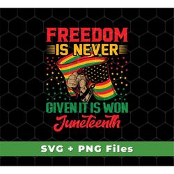 Freedom Is Never Given It Is Won Juneteenth Svg, Black Matter Svg, Black Education Svg, Black History Svg, SVG For Shirt