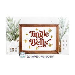 Jingle Bells SVG, Retro Christmas SVG, Jingle Bells Sign Design, Modern Vintage Christmas Sign Design, Png, Svg, Vinyl D