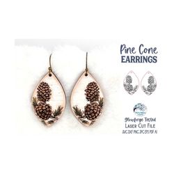 Pine Cone Earring SVG File for Glowforge and Laser Cutter, Winter Holiday Earrings, Christmas Jewelry, Pinecone Earrings