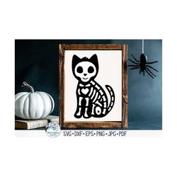 Cat Skeleton SVG, Halloween Skeleton Cat SVG, Halloween Cat, Animal Skeleton Svg, Cute Cat Skeleton Png, Jpg, Vinyl Deca