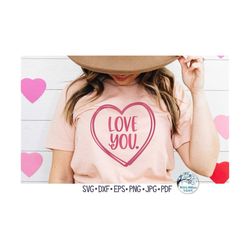 Love You Sketch Heart SVG, Handdrawn Doodle Heart, Love You Heart Png, Dxf, Valentine's Day Shirt for Women, Vinyl Decal