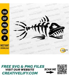 Fish Skeleton SVG | Fishbone SVG | Fishing T-Shirt Stencil Graphics | Cricut Cutting Files Silhouette Clip Art Vector Di