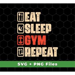 Eat Sleep Gym Repeat Svg, Retro Gym Svg, Do The Gym Svg, Do The Fitness Svg, Fitness Svg, Fitness Shirts, SVG For Shirts