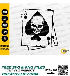 Pocket Aces Skull SVG | Poker SVG | Playing Cards Decal T-Shirt Tattoo Vinyl Stencil | Cricut Cut File Clipart Vector Di