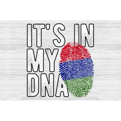 It's in my DNA Gambia Flag Fingerprint PNG Sublimation design download for shirts, Mugs, Print-on-demand PNG, Digital do