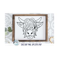 Highland Cow SVG for Cricut, Highland Cow Face Drawing PNG,  Cute Long Haired Cow, Heifer Svg, Farm Animal JPG, Vinyl De