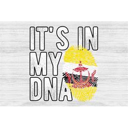 It's in my DNA Brunei Flag Fingerprint PNG Sublimation design download for shirts, Mugs, Print-on-demand PNG, Digital do