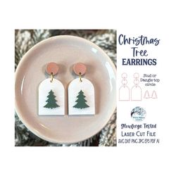 Christmas Tree Earring File SVG for Glowforge or Laser Cutter, Modern Tree Silhouette Dangle Earring Design, Laser Cut A