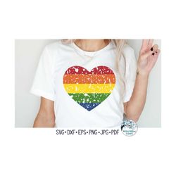 Distressed Rainbow Heart SVG, LGBTQ Pride Svg, Gay Pride Svg, LGBTQ Awareness, Grunge Svg, Jpg, Sublimation Png, Vinyl D