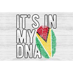 It's in my DNA Guyana Flag Fingerprint PNG Sublimation design download for shirts, Mugs, Print-on-demand PNG, Digital do