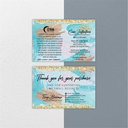 ZYIA Care Instruction Cards, Personalized Zyia Thank Card, Digital file, Printable Care Instruction Card, Custom ZYIA Th