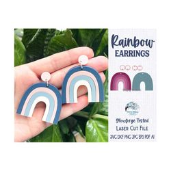 Rainbow Earring File SVG for Glowforge Laser Cutter, Layered Acrylic Jewelry, Cute Boho Earrings, Modern Rainbow Laser C
