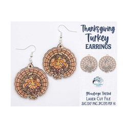 Thanksgiving Turkey Earring SVG File for Glowforge or Laser Cutter, Fall Jewelry, Autumn Glowforge Jewelry, Laser Cut Fi