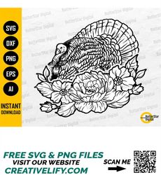 floral wild turkey svg | turkey hunter svg | hunting decal graphic sticker shirt | cricut cutting file clipart vector di