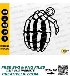 Skeleton Hand Grenade SVG | Weapon SVG | Military T-Shirt Decal Graphics | Cricut Cut Files Silhouette Clipart Vector Di