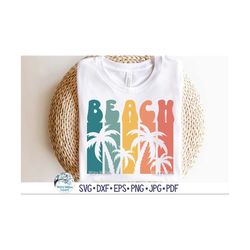 Retro Summer Beach SVG for Cricut, Beach with Palm Trees Sublimation Printable JPG Png, Beach Vacation Design, Vinyl Dec