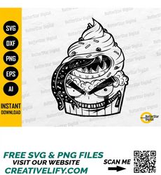 Monster Cupcake SVG | Muffin SVG | Cute Halloween Decal T-Shirt Vinyl Graphics | Cut Files Printable Clip Art Vector Dig