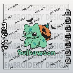 Pokemon Machine Embroidery Files, Pumpkin Bulbasaur Halloween Embroidery files, Balbaween Halloween Embroidery