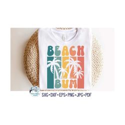Beach Bum SVG, Summer Beach Tank Top with Palm Trees, PNG Jpg Sublimation, Retro Beach Summer Design SVG File for Cricut