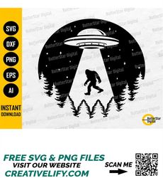 ufo abducting bigfoot svg | mysterious monster shirt decal vinyl sticker | cricut cut file silhouette clip art vector di
