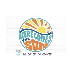 Here Comes The Sun SVG, Summer Beach Round SVG for Cricut, Layered Beach Vacation PNG Jpg for Sublimation, Vinyl Decal C