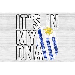 It's in my DNA Uruguay Flag Fingerprint PNG Sublimation design download for shirts, Mugs, Print-on-demand PNG, Digital d