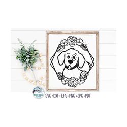 Dog with Flowers SVG, Floral Dog Svg, Puppy Svg, Dog Sign Svg, Floral Animal Svg, Cute Dog Printable Png, Baby Animals,